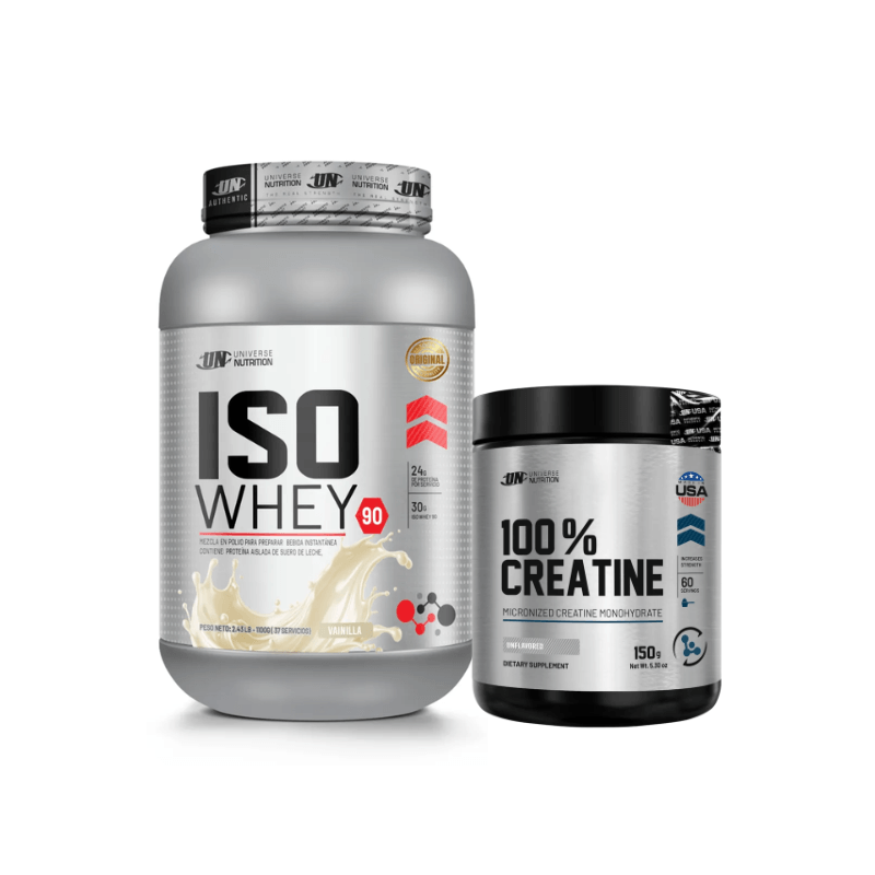 ISO Whey 90 1.1 Kg (37 Serv.) + Creatina UN 150g (60 Serv.) ISO Whey 90 1.1 Kg (37 Serv.) + Creatina UN 150g (60 Serv.)